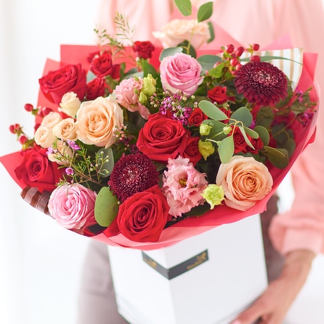Luxury Valentine's Mixed Bouquet size,  inches height and  inches wide.