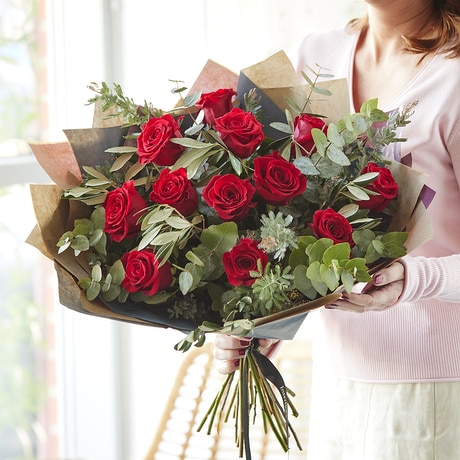 Specially Selected Large-headed Dozen Red Roses size,  inches height and  inches wide.