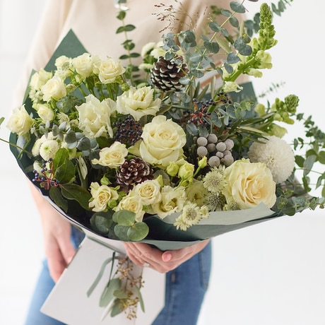 Serene Shades of Winter Bouquet Flower Arrangement