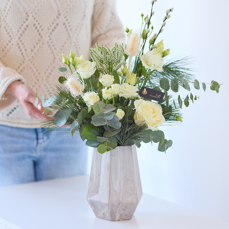 On Trend Winter Vase size,  inches height and  inches wide.