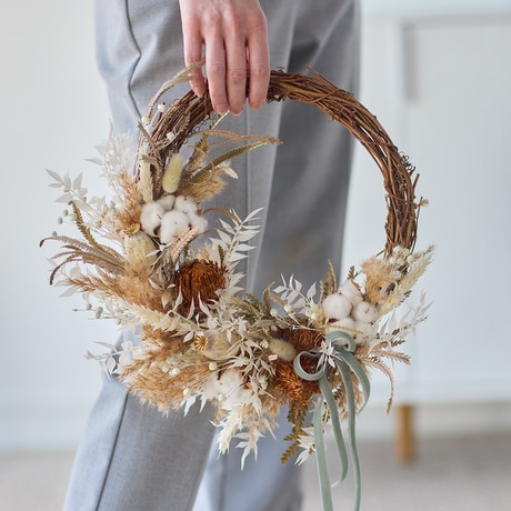Dried Winter Wreath size,  inches height and  inches wide.