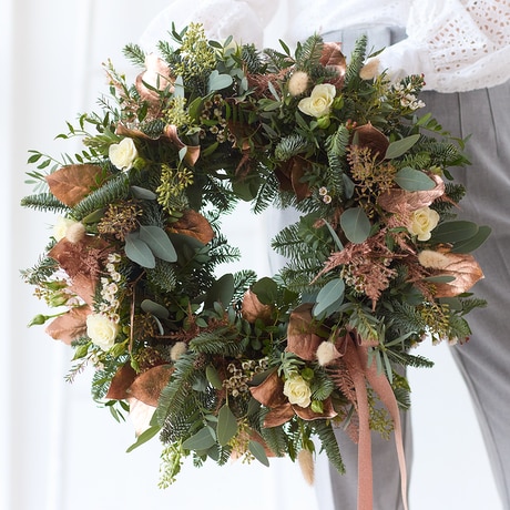 On Trend Christmas Wreath size,  inches height and  inches wide.