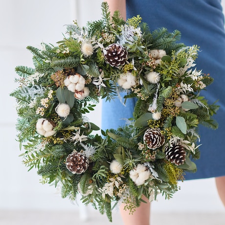 Luxury On Trend Festive Wreath size,  inches height and  inches wide.