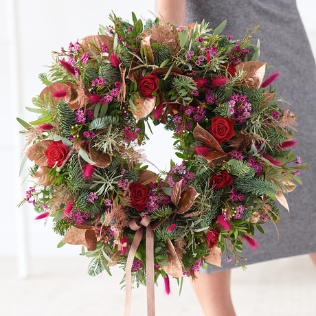 Extra Lovely Trending Winter Wreath size,  inches height and  inches wide.