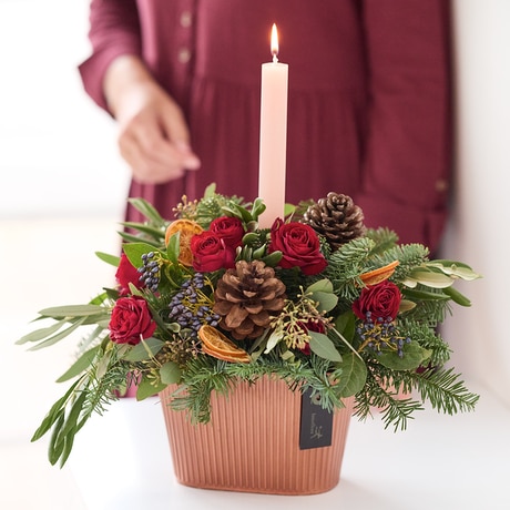 Classic Christmas Candle Arrangement Flower Arrangement