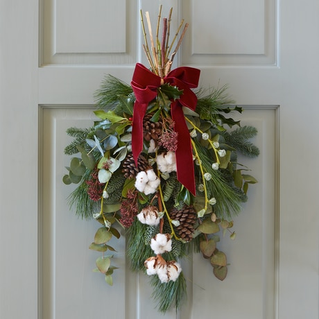 Classic Christmas Door Decoration size,  inches height and  inches wide.