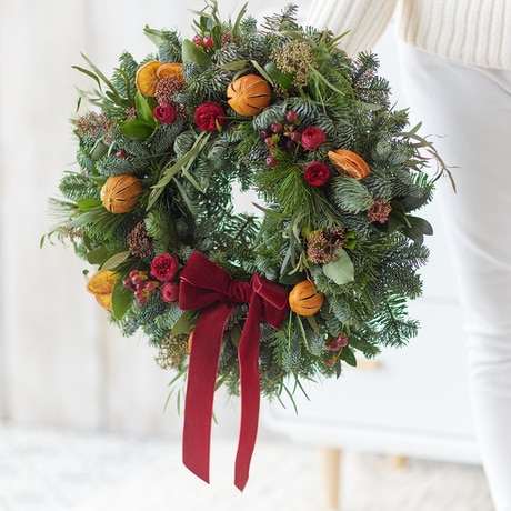 Extra Lovely Classic Christmas Wreath size,  inches height and  inches wide.