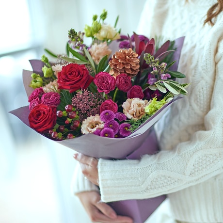 Opulent Christmas Gift Box Flower Arrangement
