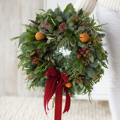 Christmas Wreath size,  inches height and  inches wide.
