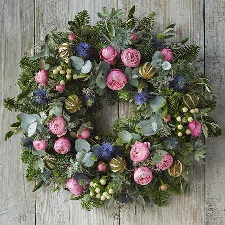 Ultimate Pastel Christmas Wreath size,  inches height and  inches wide.