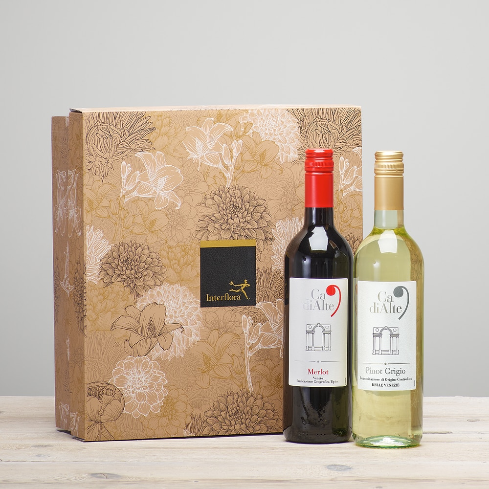 Wine Duo Red & White Flower Arrangement