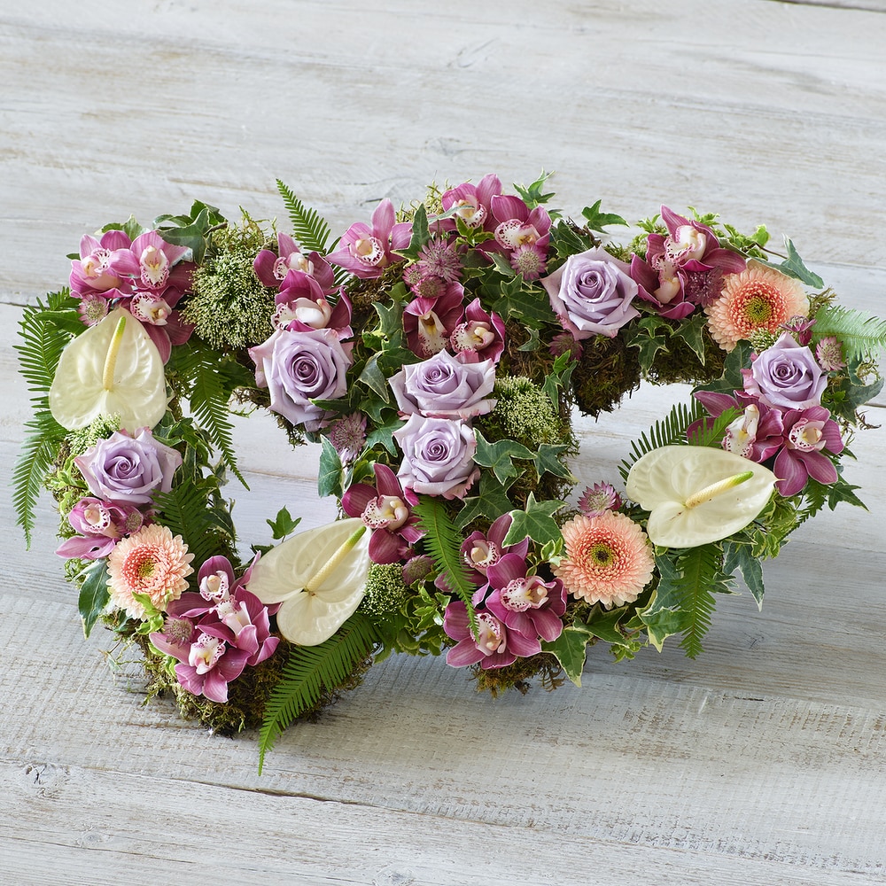 Double Heart Tribute Flower Arrangement