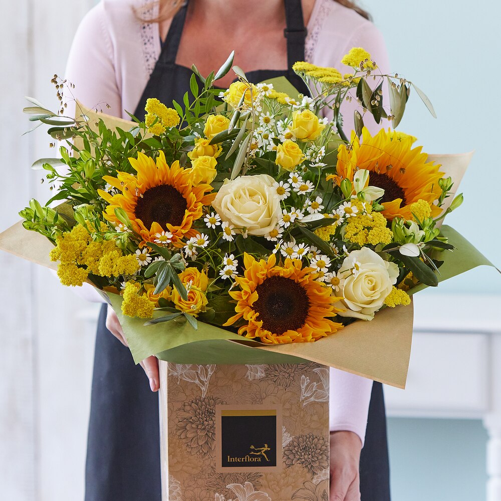 Sunflower Friendship Birthday hand-tied bouquet made with the finest flowers size,  inches height and  inches wide.
