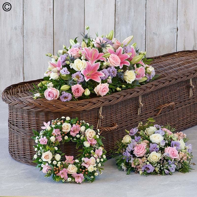 The Pastel Collection Funeral Casket Spray Flowers