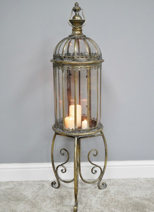 Vintage style lantern size,  inches height and  inches wide.