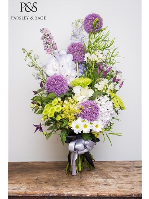 Purple and White Hand Tied Flower Arrangement