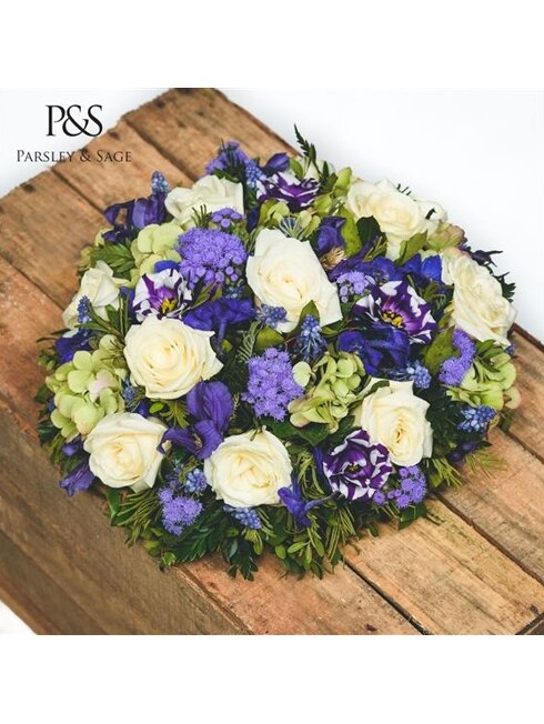 White and Blue Posy Flower Arrangement
