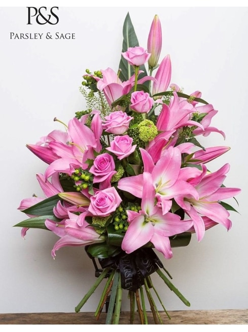 Luxury Pink Rose and Lily Flower Arrangement