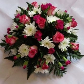 Pink and white posy Funeral Arrangement