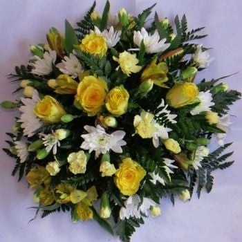 Yellow and white posy Funeral Arrangement