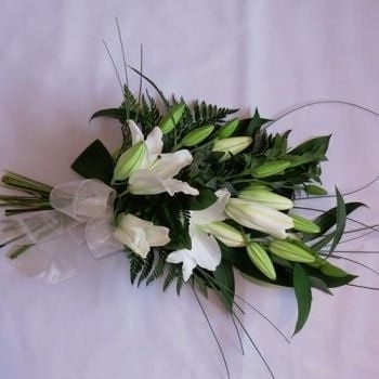White lily sheaf Funeral Arrangement
