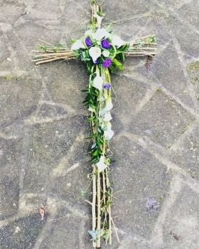 Rustic Cross Funeral Arrangement