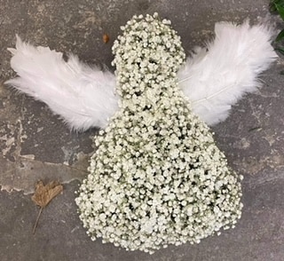 Small Gypsophila Angel Funeral Arrangement