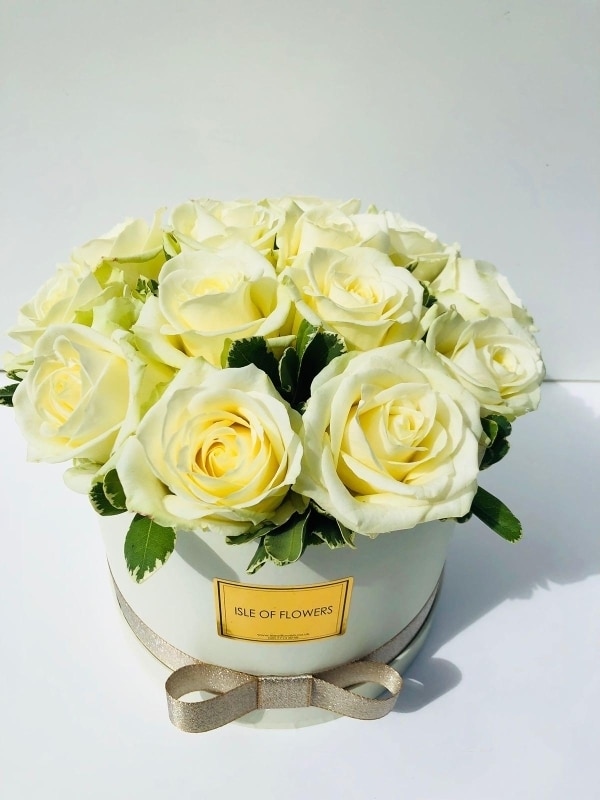 Avalanche Roses Hatbox Flower Arrangement