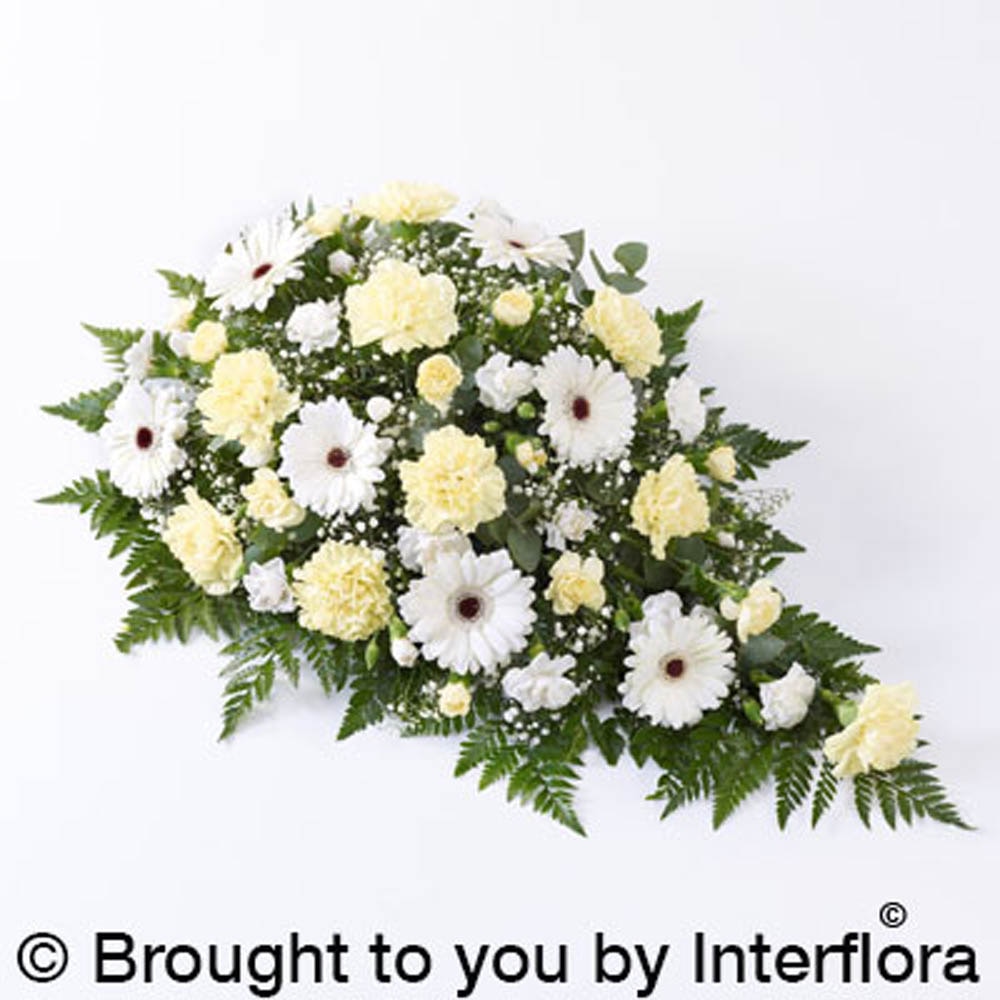 Carnation and Germini Spray Yellow and White Flower Arrangement