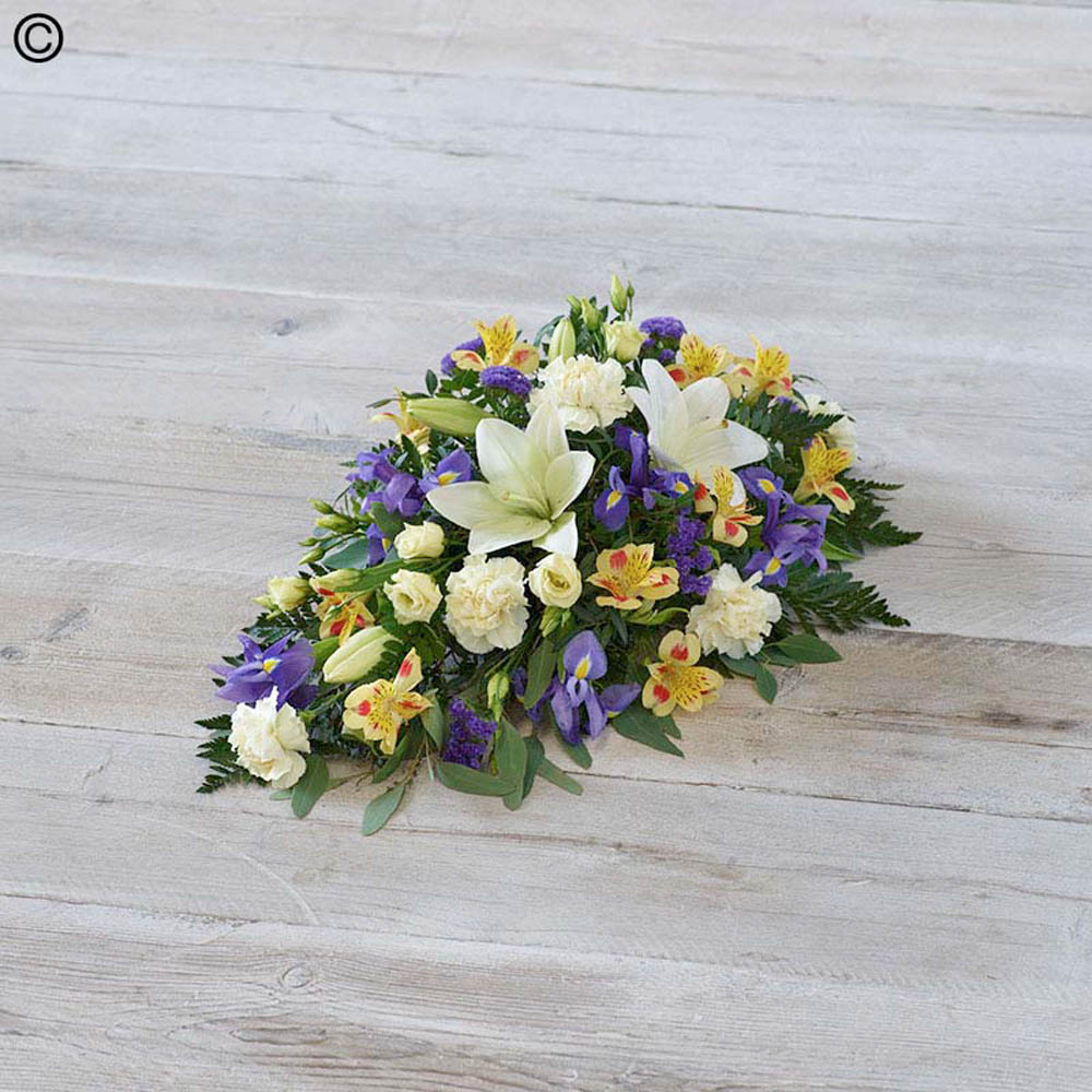 Lemon and Blue Teardrop Spray Flower Arrangement