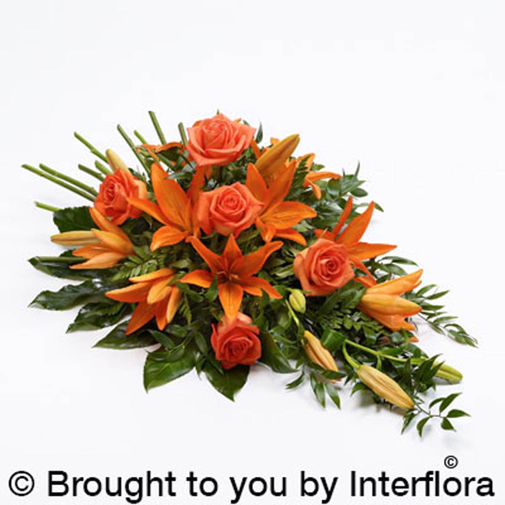 Rose and Lily Spray Orange Flower Arrangement