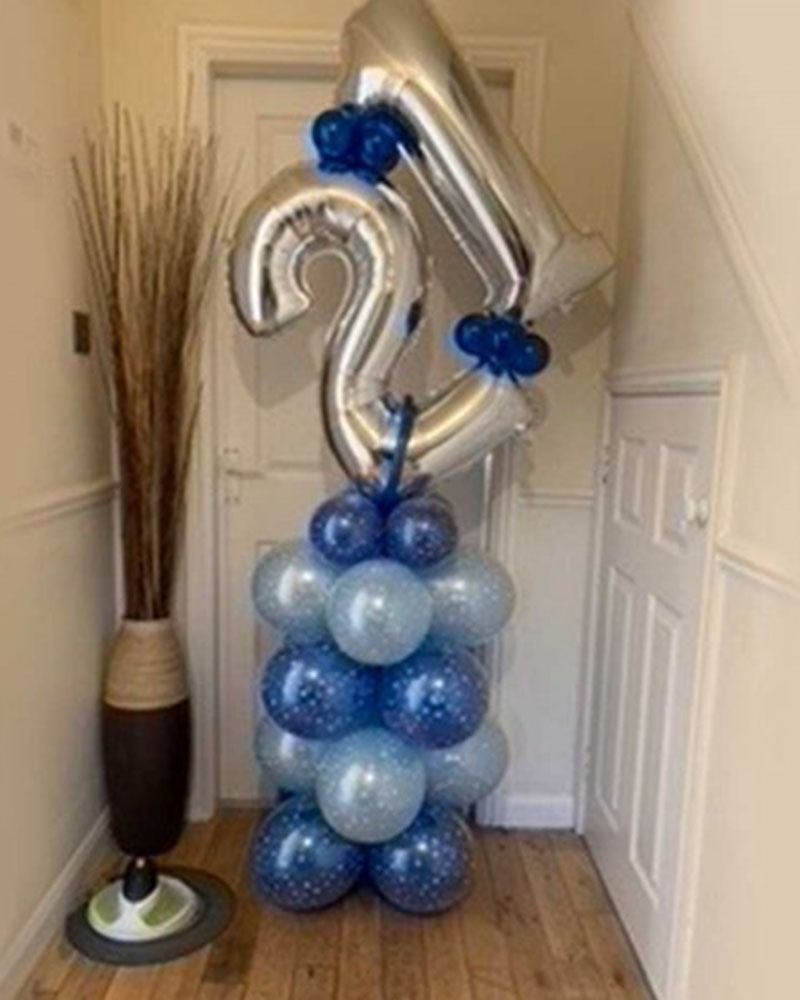 Large Number Column Balloons Flower Arrangement