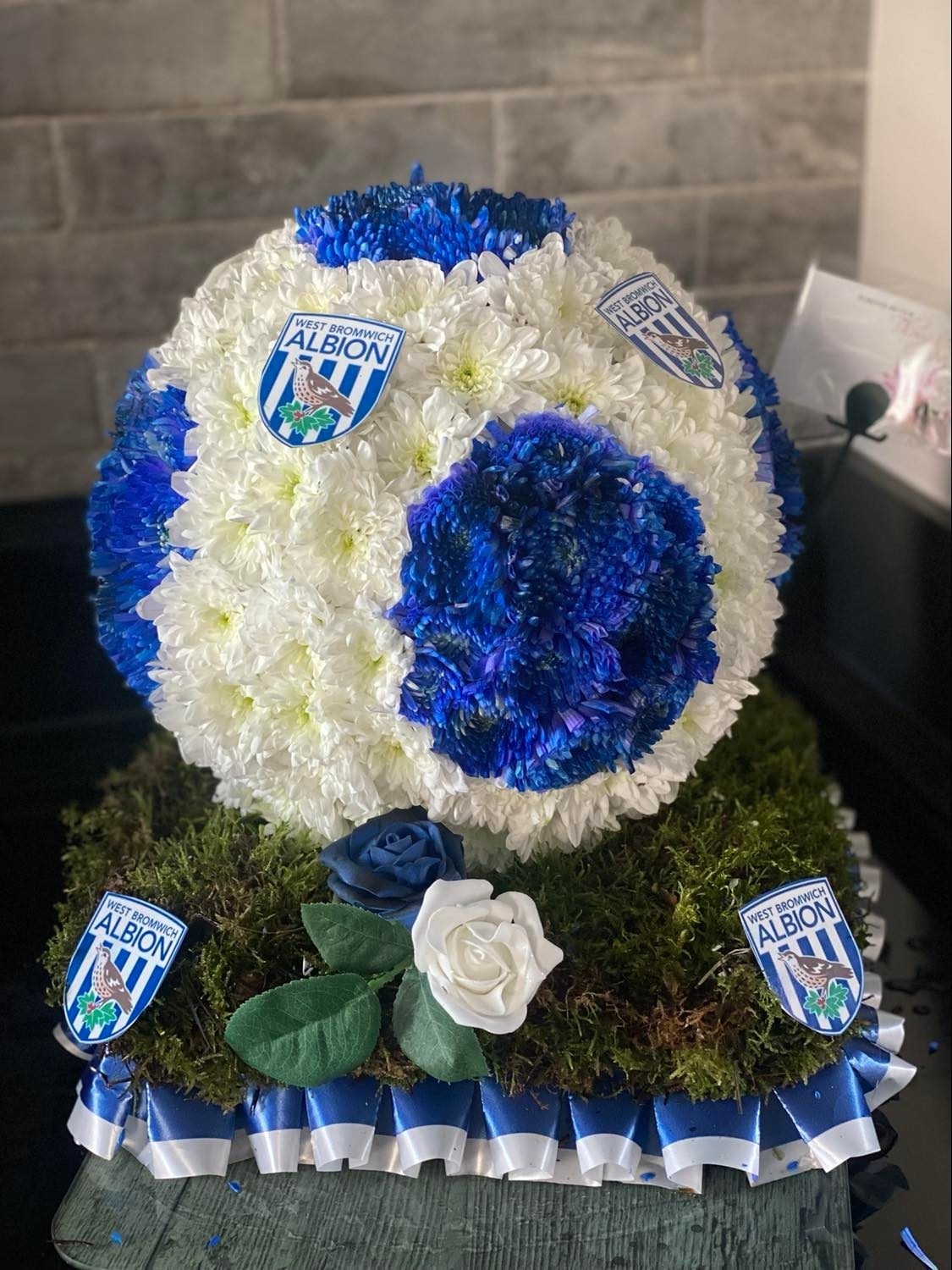 Football and Pitch Funeral Tribute Specialty Arrangement