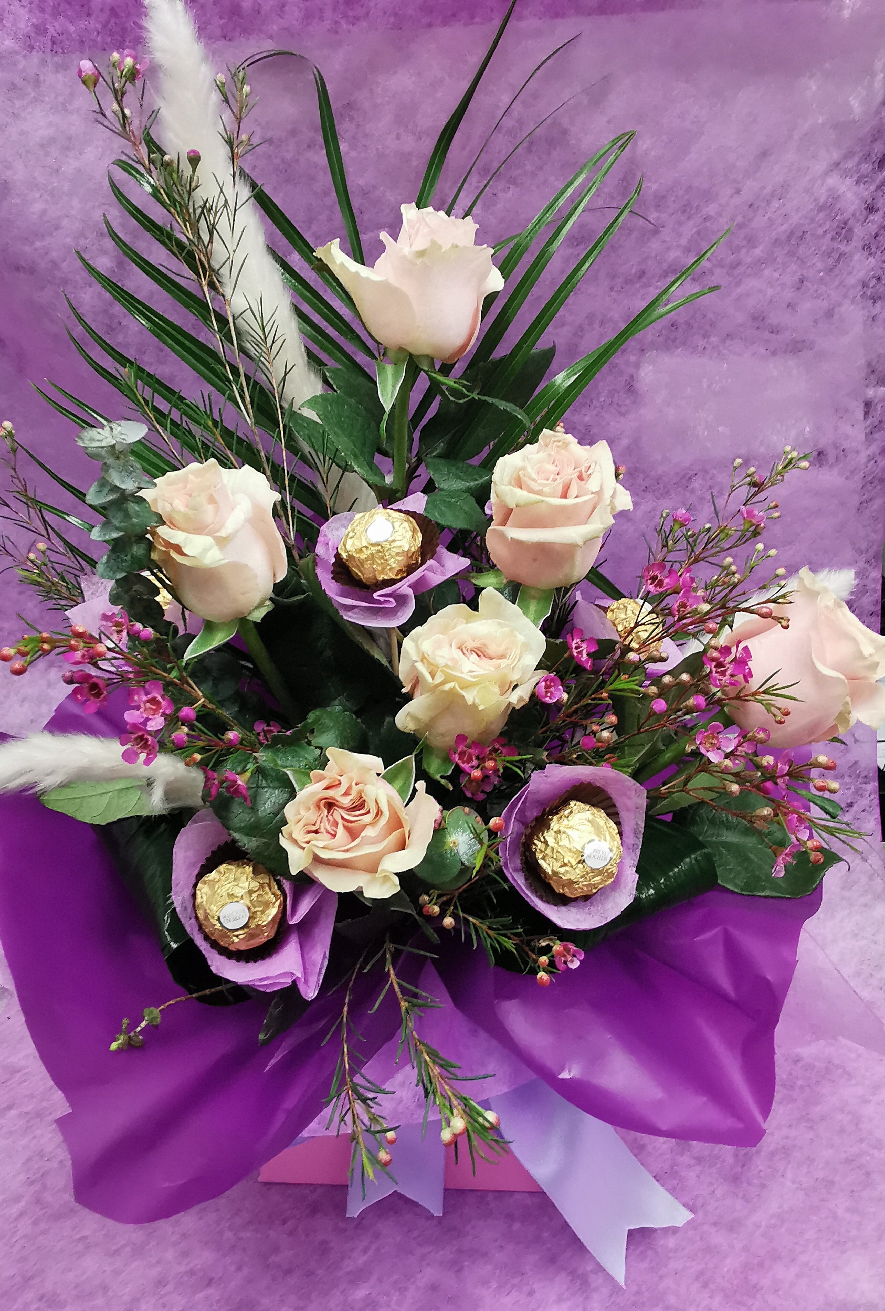 Mother's Day Rose and Ferrero Rocher Arrangement Flower Arrangement