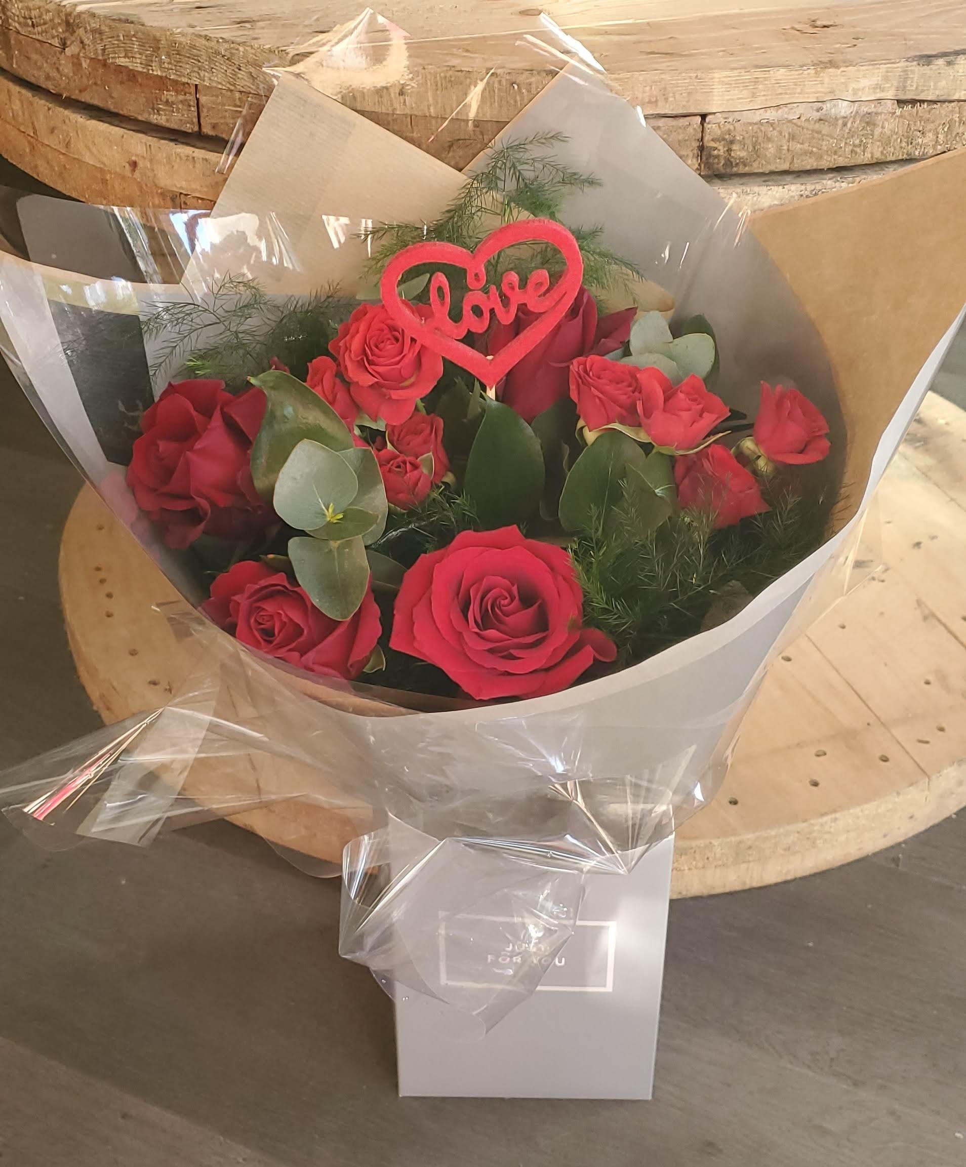 Valentines Red Roses Gift Box Flower Arrangement