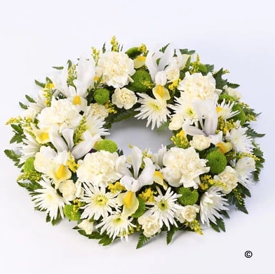 White Wreath Funeral Arrangement