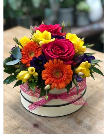 Hatbox Flower Arrangement