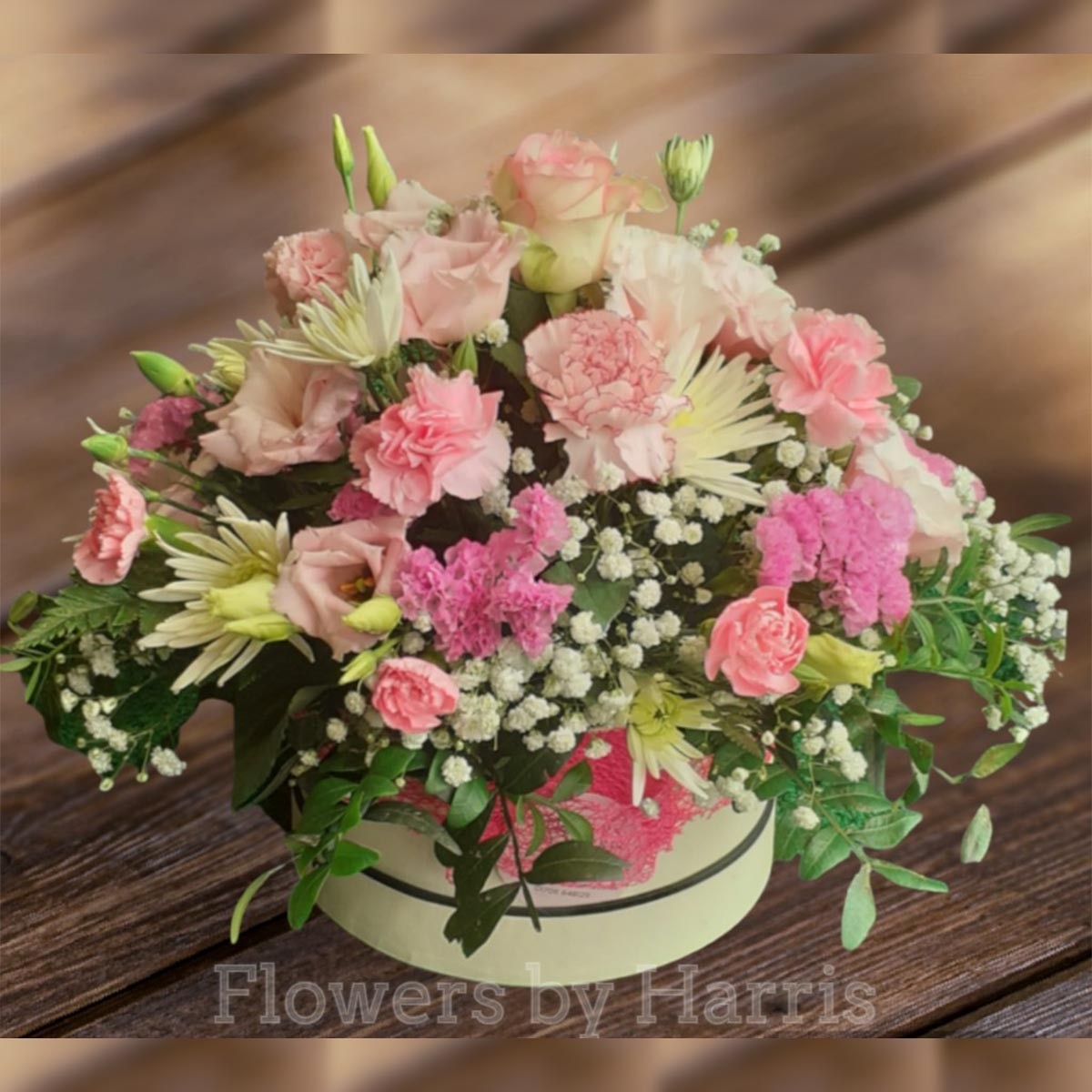 Pastel Hatbox Flower Arrangement