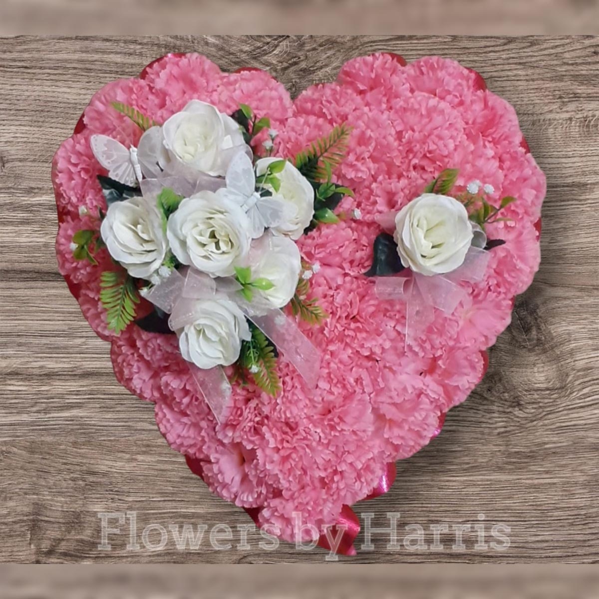 Silk Pink Heart Flower Arrangement