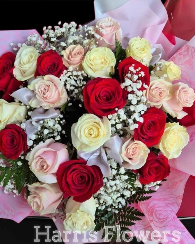 Unified Roses Harris 25 Mixed Roses in Rochdale Lancashire - Harris Flowers
