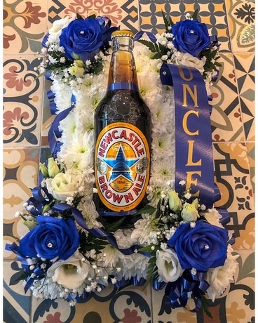 Pillow with Brown Ale Funeral Arrangement