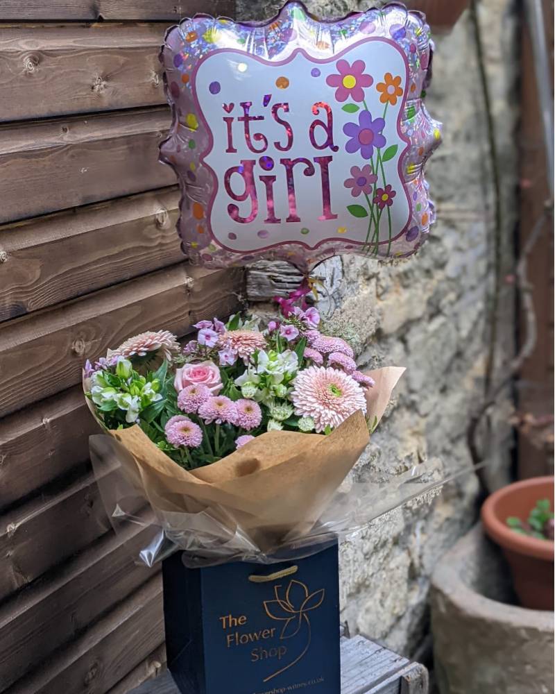 Baby Girl Bouquet with a Balloon Flower Arrangement