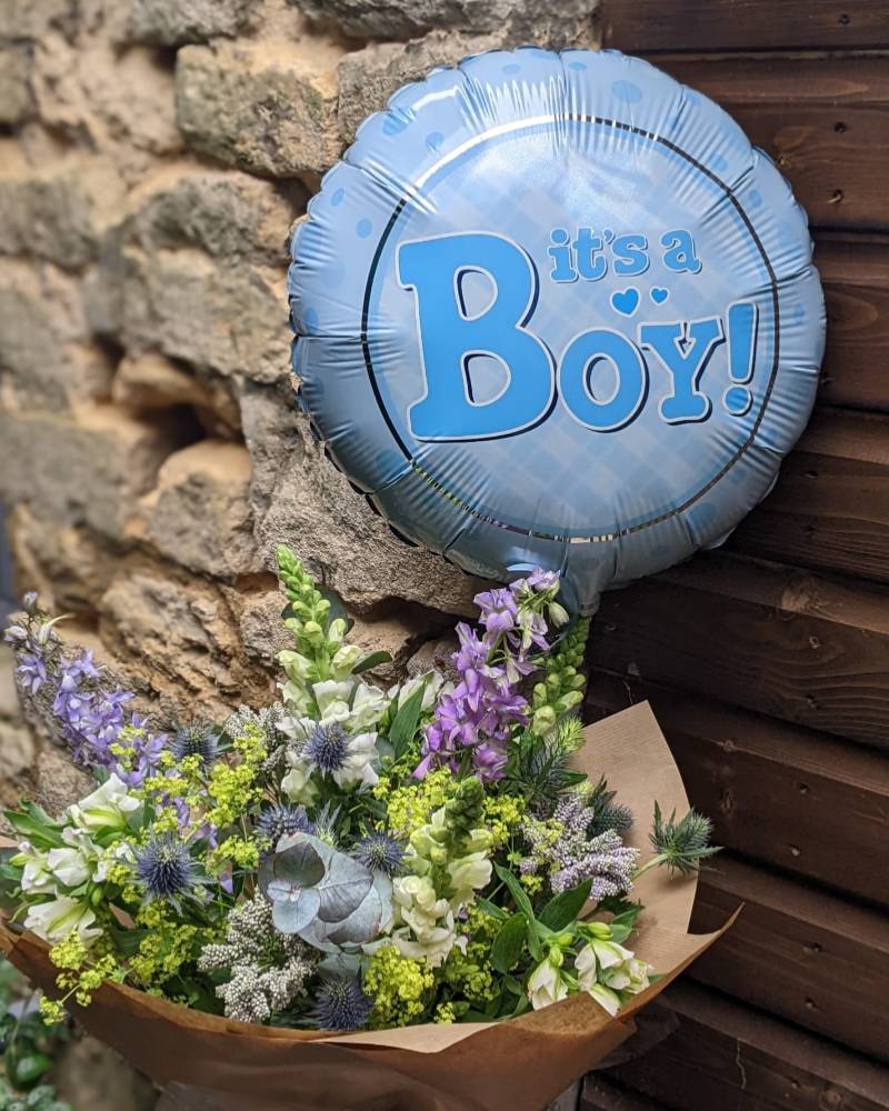Baby Boy Bouquet with a Balloon Bouquet