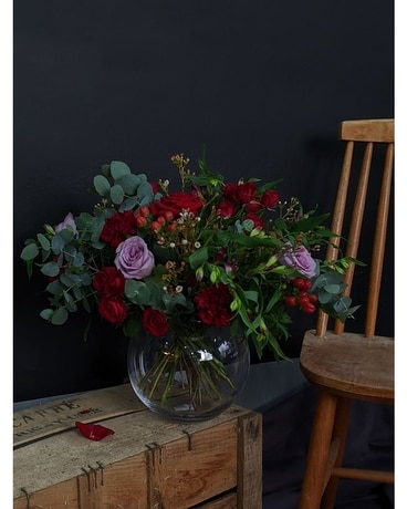 Valentine's Jewel Tone Vase Arrangement Flower Arrangement