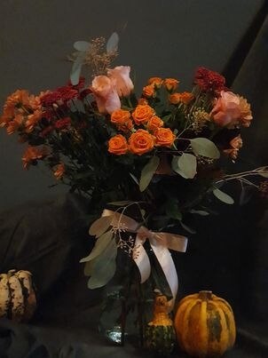 Autumnal Vase Arrangement Flower Arrangement