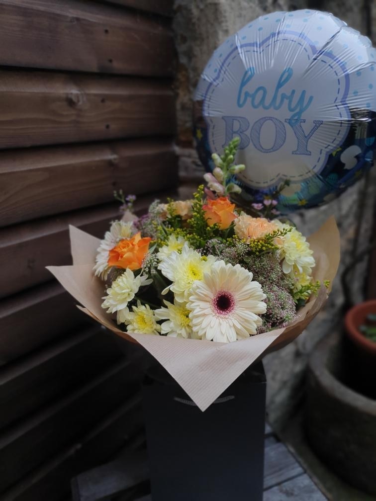 Baby Boy Bouquet with a Balloon Bouquet
