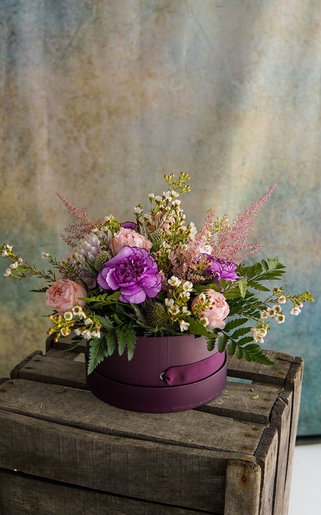 Pastel Hatbox Flower Arrangement