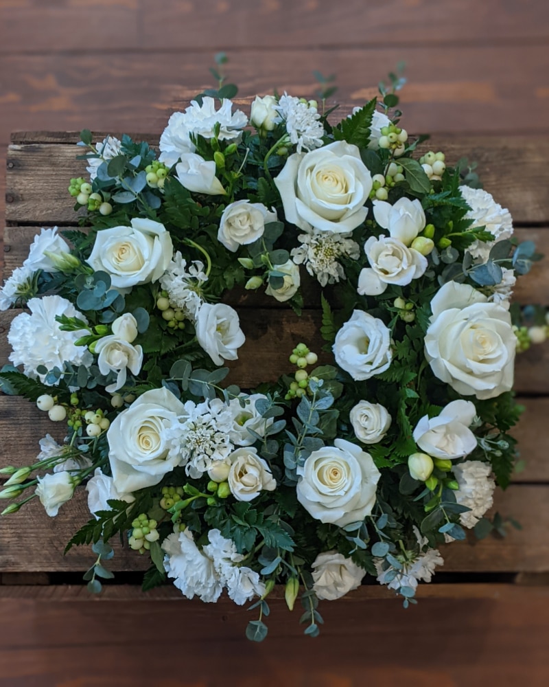 Neutral Wreath Funeral Arrangement