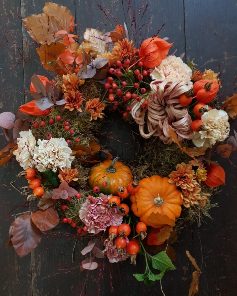 Autumnal Wreath Flower Arrangement
