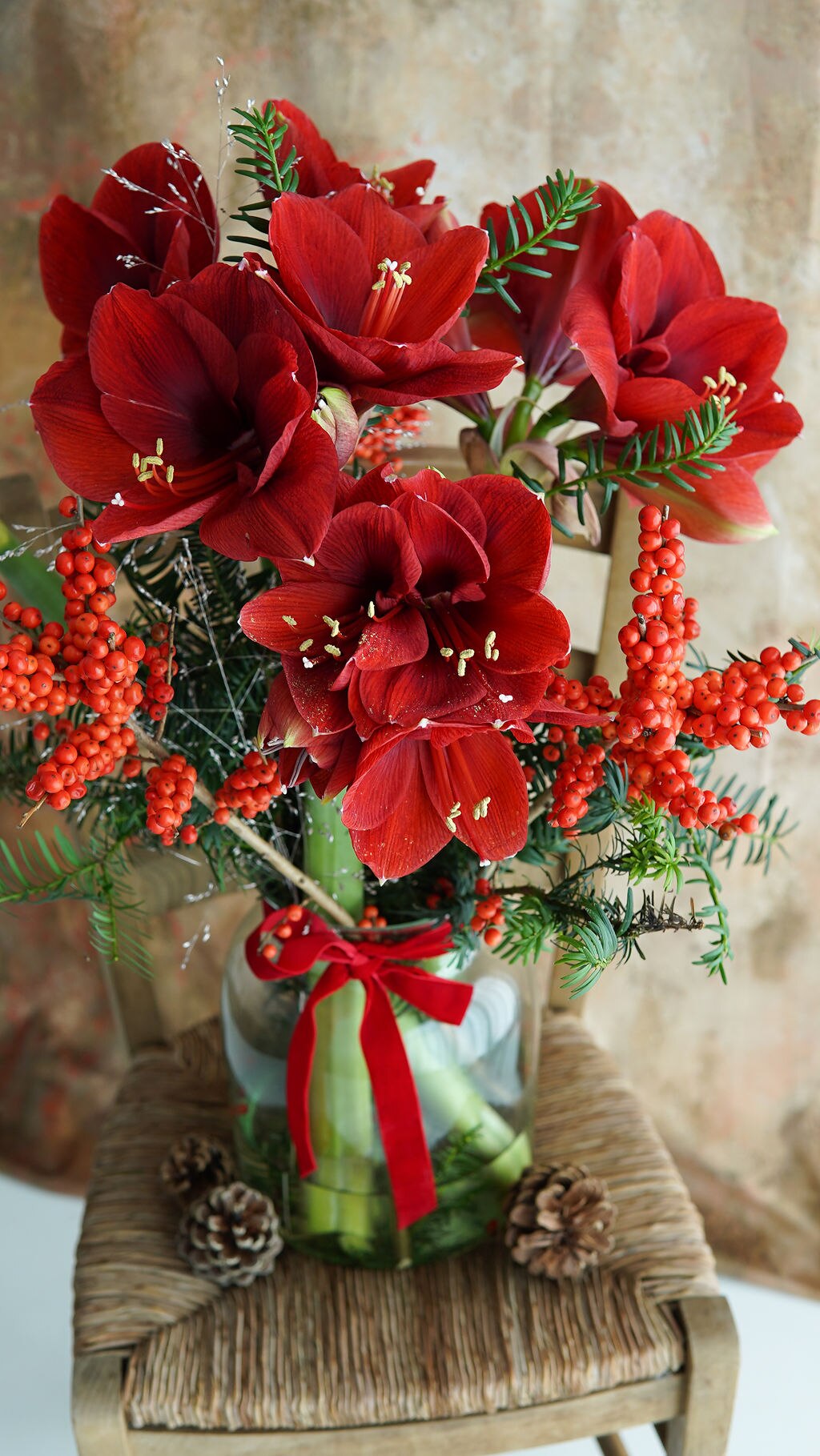 Luxury Amaryllis Vase Flower Arrangement